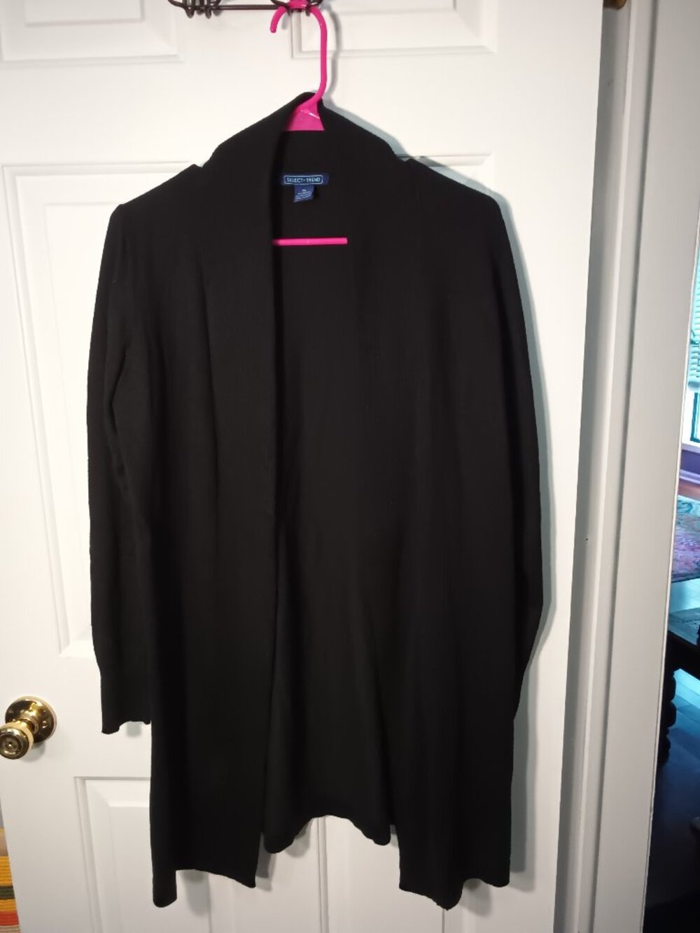 Womans Select Trend Brand Black Open-Front Long Cardigan Sweater Size XL